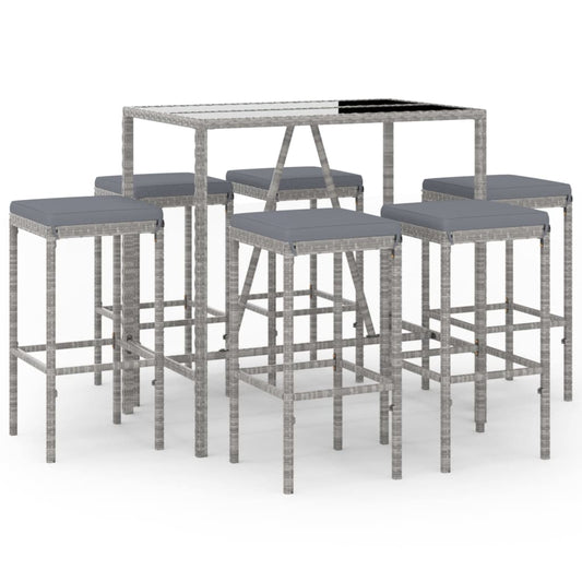 Garden Bar Set Grey with black tabletop