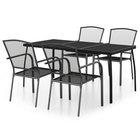 Garden Dining Set Anthracite Steel Medium Stackable