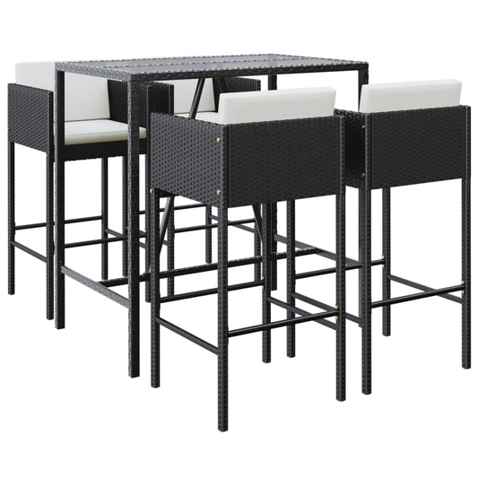 Garden Bar Set Black PE rattan Standard Footrest Garden Bar Set