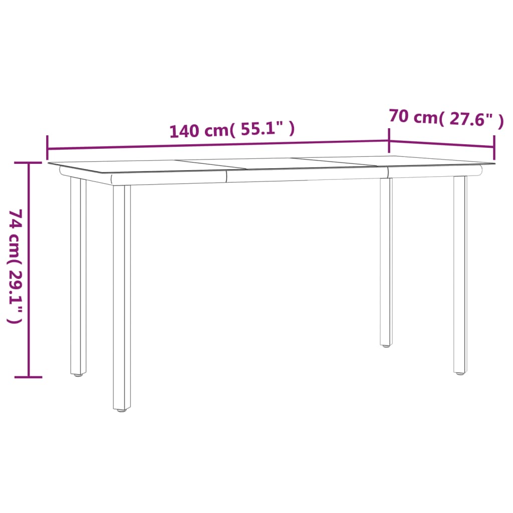 Garden Dining Set Black Powder-coated steel Medium Durable