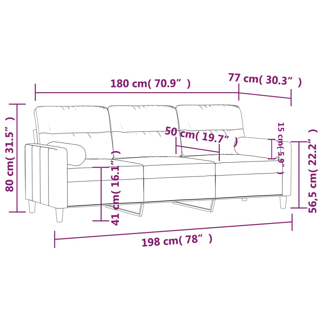 3-seater Sofa Dark Grey Fabric (100% polyester), metal, textilene