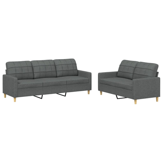 Sofa Set Dark Grey Fabric (100% polyester), metal, textilene, plywood