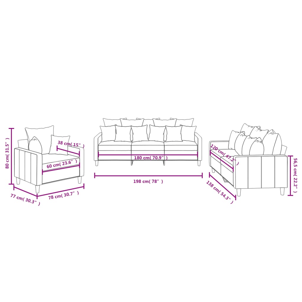 Sofa Set Black Velvet (100% polyester), metal, textilene, plywood