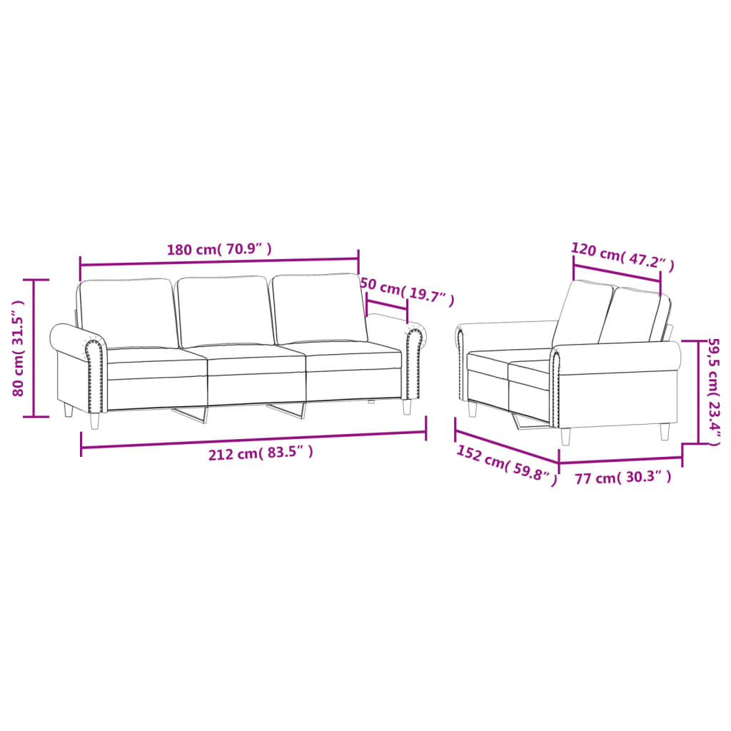 Sofa Set Black Velvet (100% polyester), metal, textilene, plywood