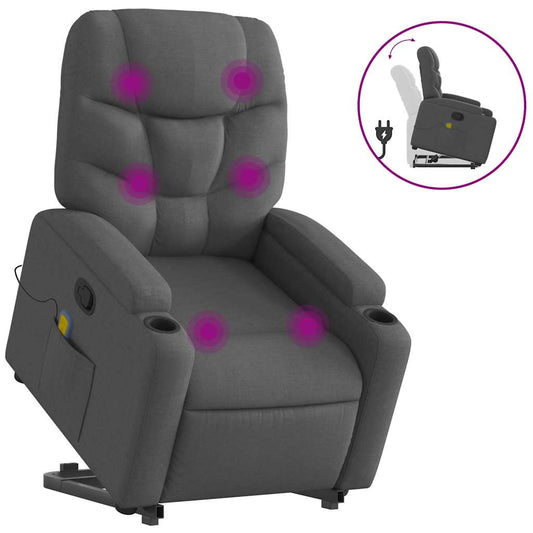 Stand up Massage Recliner Chair Dark Gray Fabric