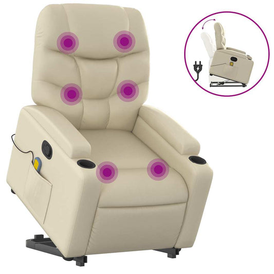 Stand Up Massage Recliner Chair Cream