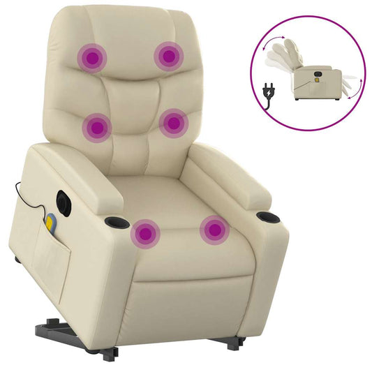 Electric Stand Up Massage Recliner Chair Cream