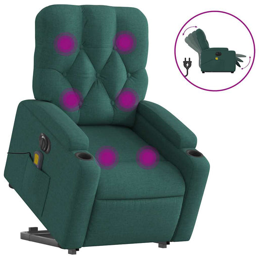 Electric Stand Up Massage Recliner Chair Dark green