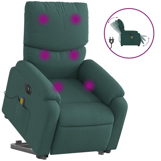 Electric Stand Up Massage Recliner Chair Dark Green