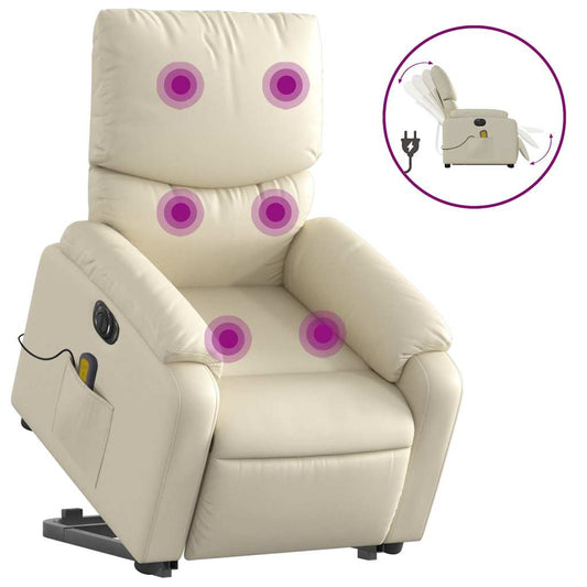 Electric Stand Up Massage Recliner Chair Cream