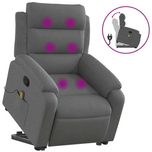 Stand Up Massage Recliner Chair Dark Grey Polyester, Metal, Plywood
