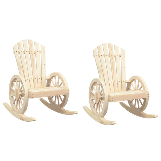 Rocking Adirondack Chair Set of 2 Wood Brown Solid Fir Wood