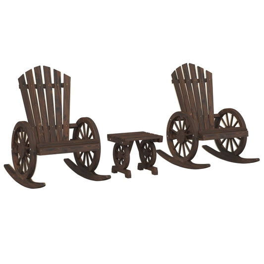 Garden Lounge Set Burnt Look Solid fir wood with a burnt finish