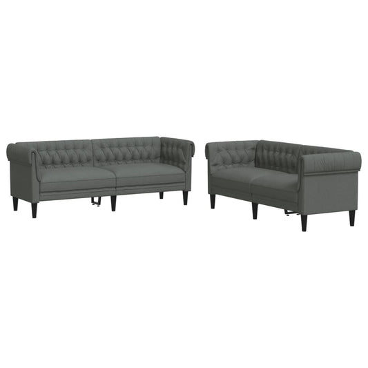 Sofa Set Dark grey 100% polyester, plywood, solid wood