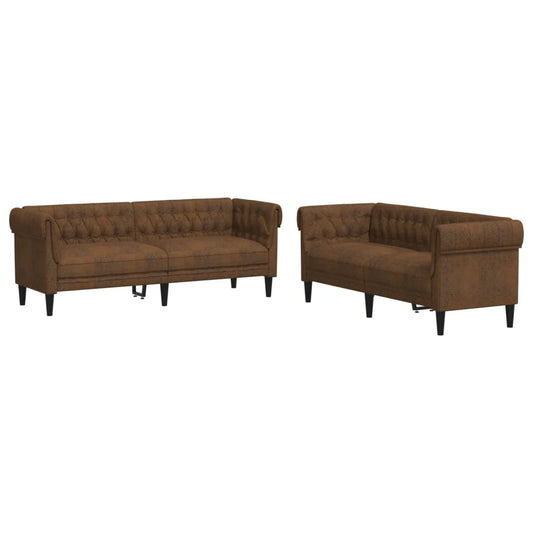 Sofa Set Brown 100% polyester, plywood, solid wood, foam