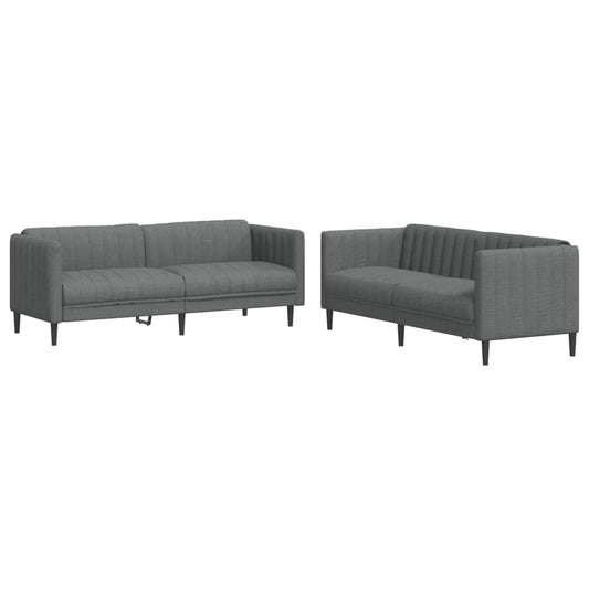 Sofa Set Dark Grey 100% Polyester, Plywood, Solid Wood Medium