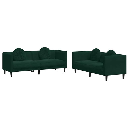 Sofa Set Dark Green Velvet (100% polyester), plywood, solid wood