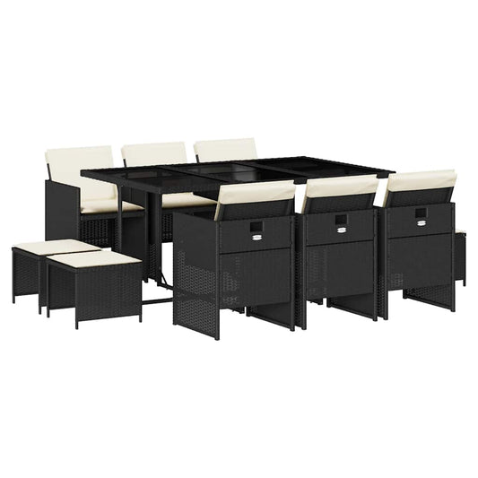 Garden Dining Set Black, Cream White