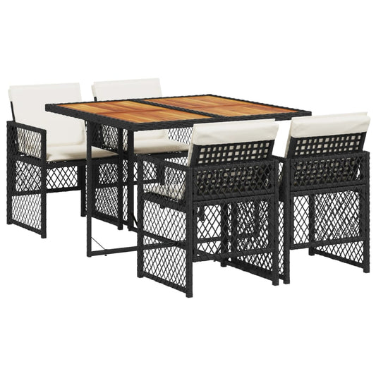 Garden Dining Set Black, Cream White