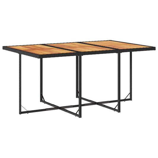 Garden Dining Set Black, Cream White PE Rattan, Steel, Acacia Wood