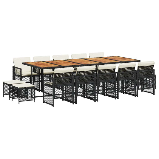 Garden Dining Set Black, Cream White