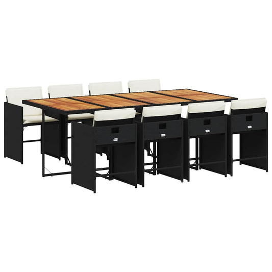 Garden Dining Set Black and Cream