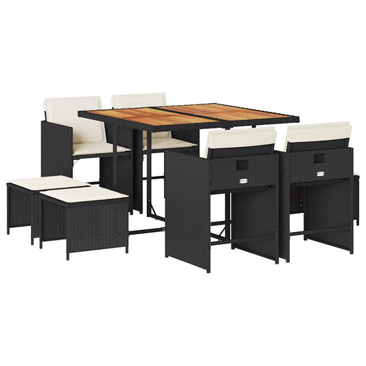 Garden Dining Set Black, Cream White, Brown