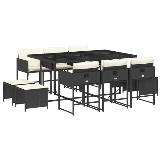 Garden Dining Set Black, Cream white