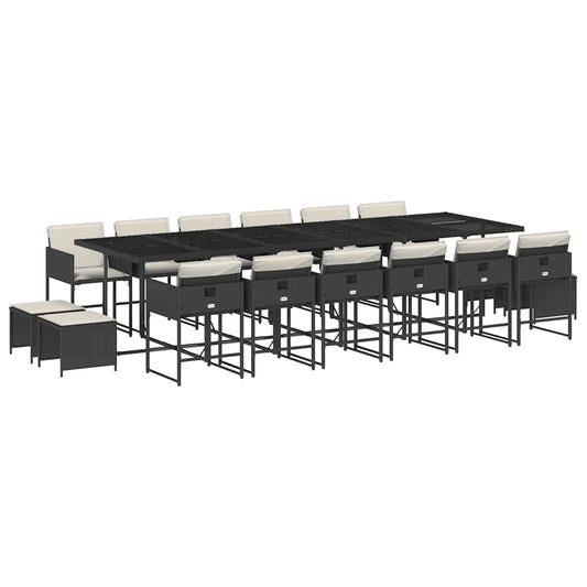 Garden Dining Set Black, Cream White