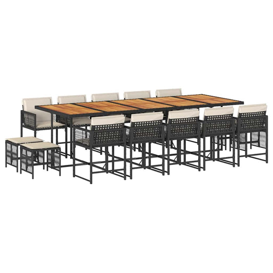 Garden Dining Set Black and Brown