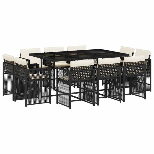 Garden Dining Set Black, Cream White