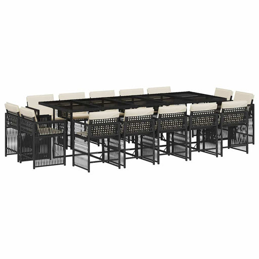 Garden Dining Set Black PE rattan Large Foldable