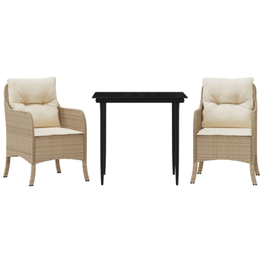 Garden Dining Set Beige, Cream White, Black