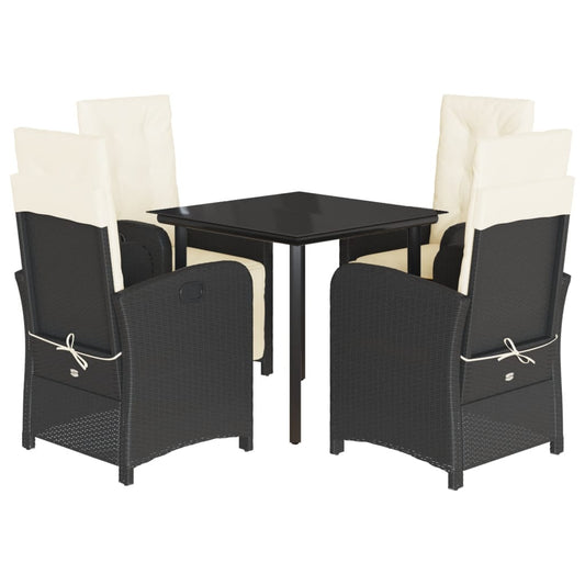 Garden Dining Set Black PE Rattan 31.5 x 31.5 x 29.1 in