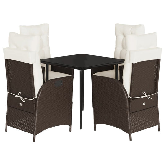 Garden Dining Set Brown PE Rattan Standard