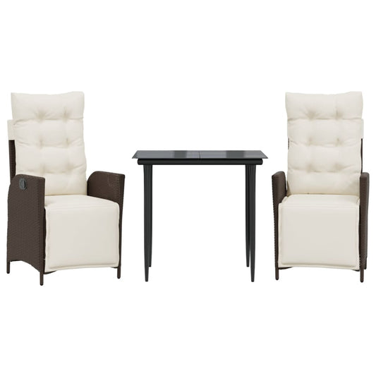 Garden Dining Set Brown PE rattan 3 Piece Set