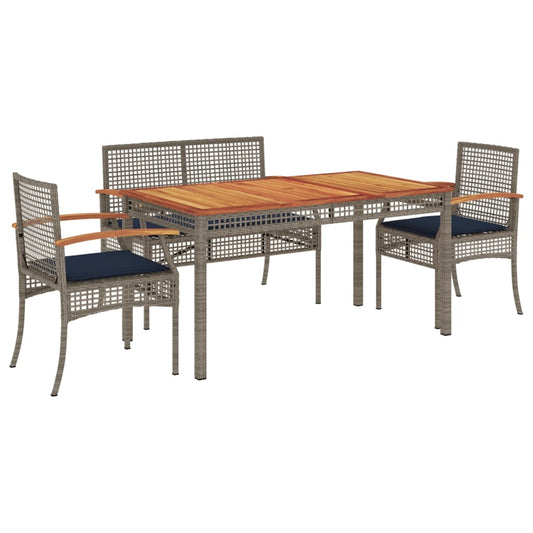 Patio Dining Set Set of 4 Grey PE rattan Medium