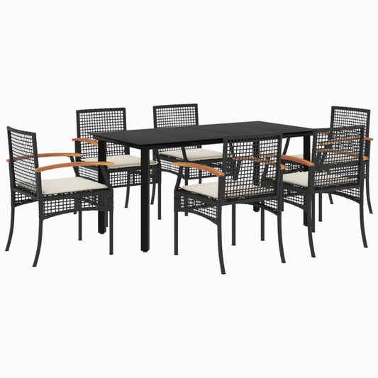 Garden Dining Set Black PE Rattan Medium UV-resistant materials