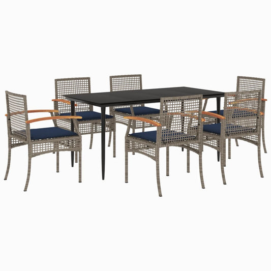 Patio Dining Set Set of 6 Gray, Navy Blue, Black