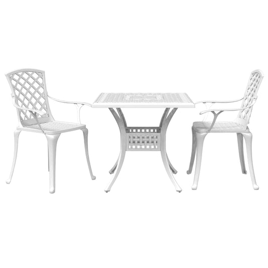 Bistro Set White Cast Aluminum Medium Durable Bistro Set