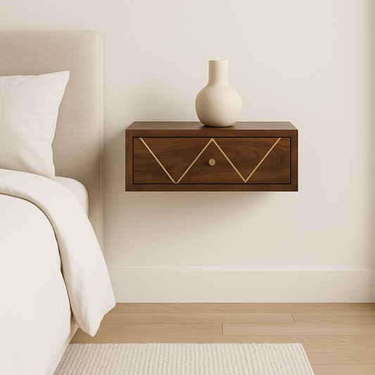 Floating Chestnut Brass Nightstand
