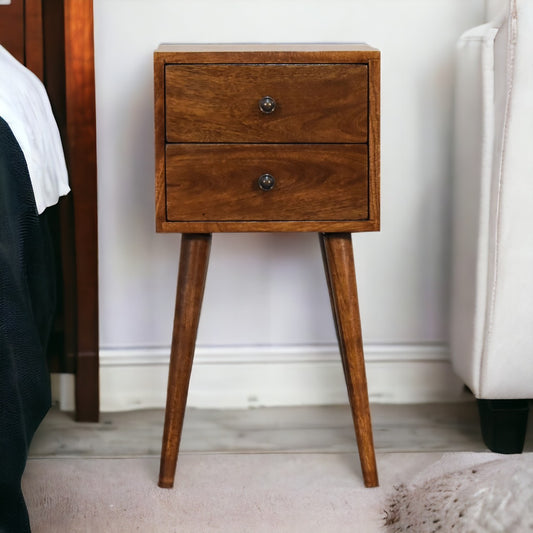 Mini 2 Drawer Chestnut nightstand