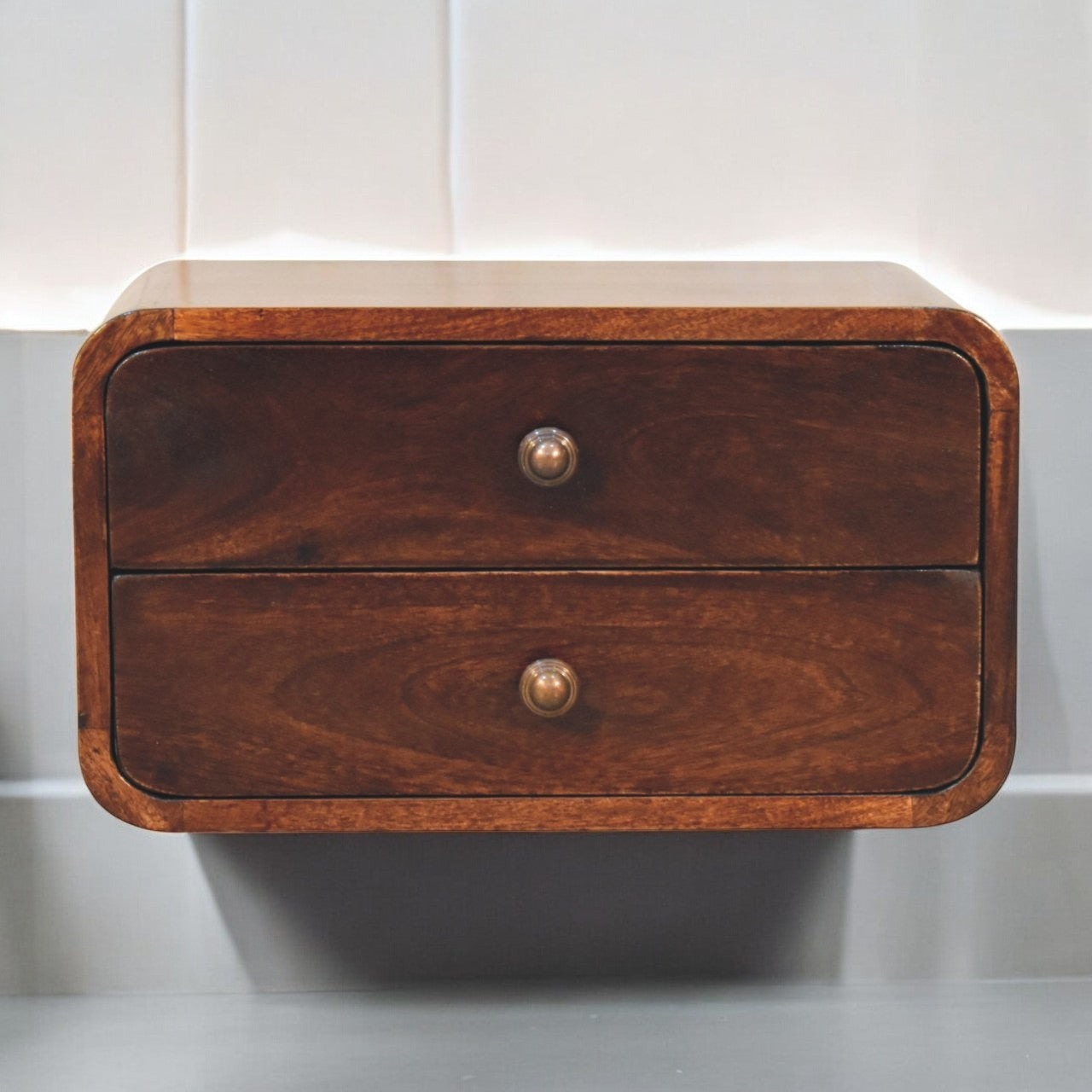 Curved California Walnut Wall Mounted Bedside