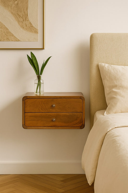 Floating Curved Chestnut nightstand
