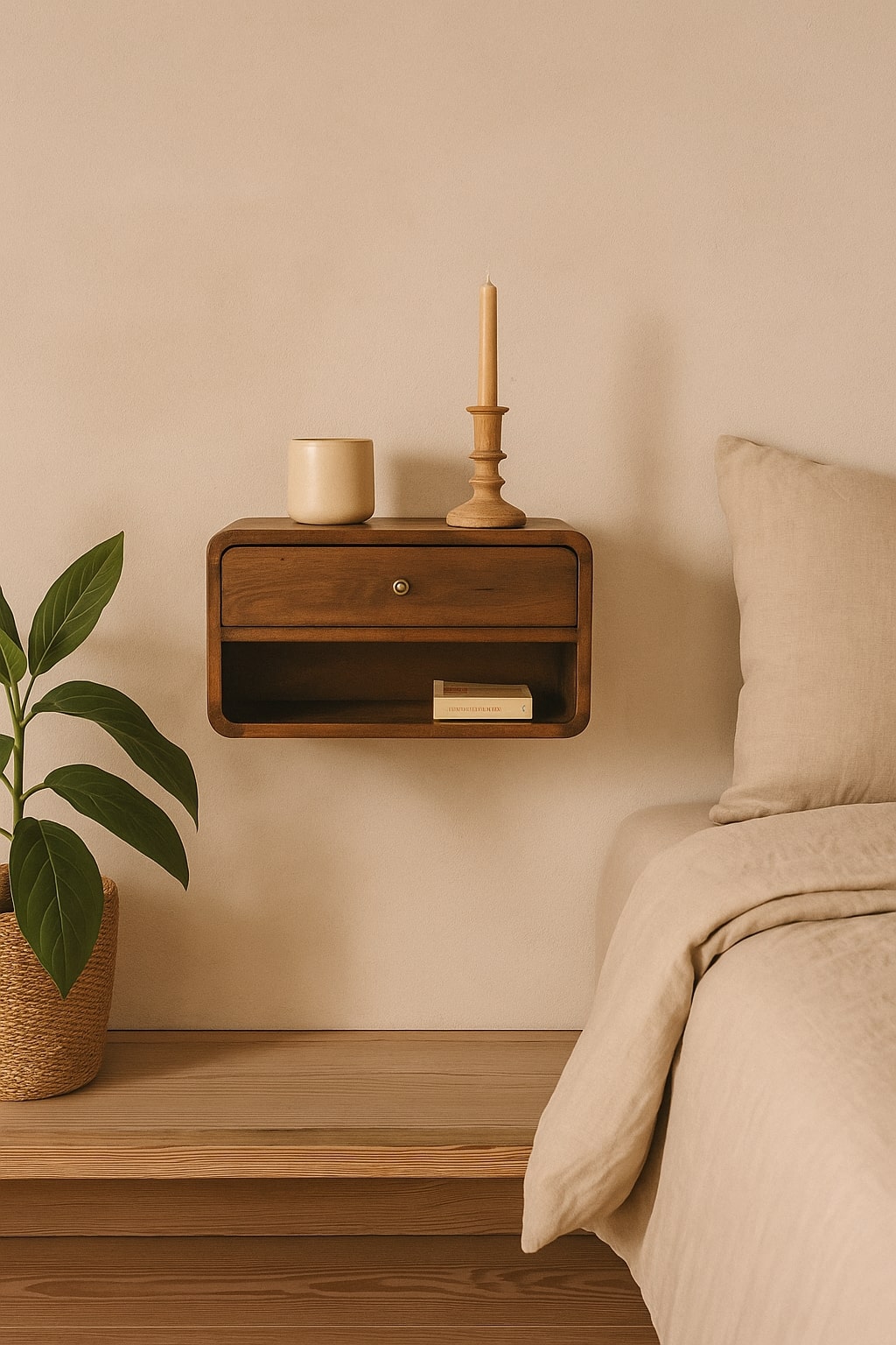 Chestnut Curve Floating nightstand