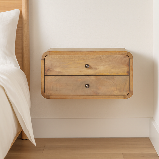 Oak-ish 2 Drawer Floating nightstand