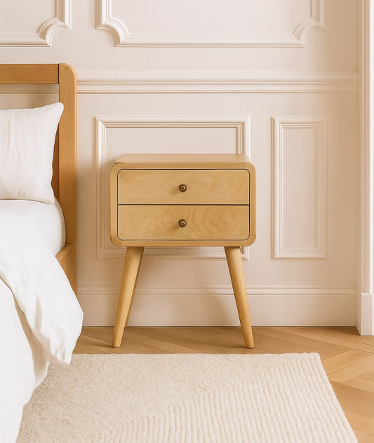 Curved Oak-ish nightstand
