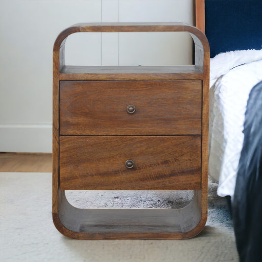Chestnut Curve 2 Drawer nightstand