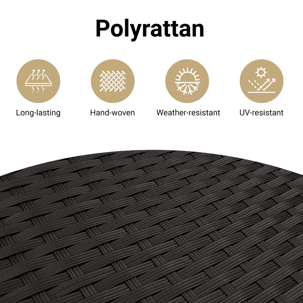5 Piece Patio Sofa Set with Cushions Black Poly Rattan