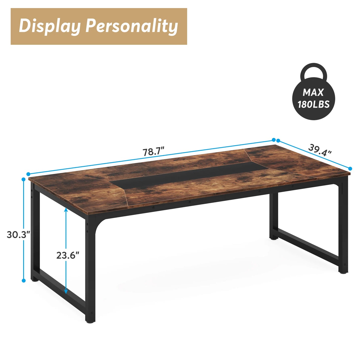 Tribesigns Dining Table, Industrial Kitchen Table for 6-8 Person, Rectangular Dinner Table for Dining Room